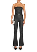 Vice Coated Denim Slim Flare Jumpsuit