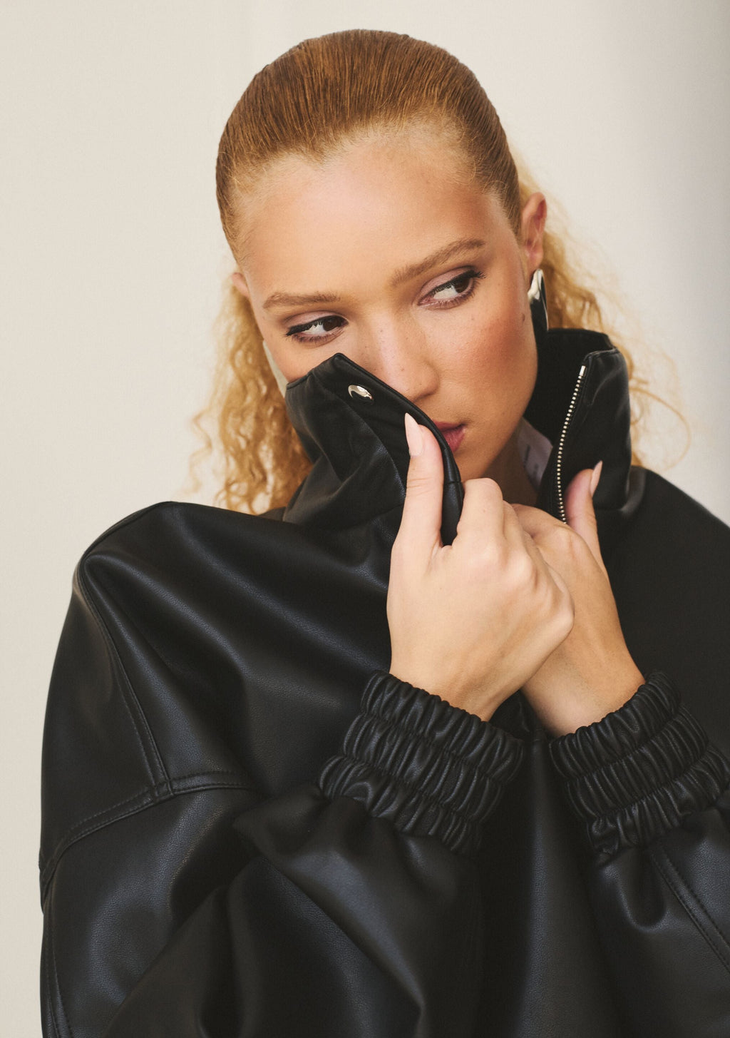 Mia Vegan Leather Pullover