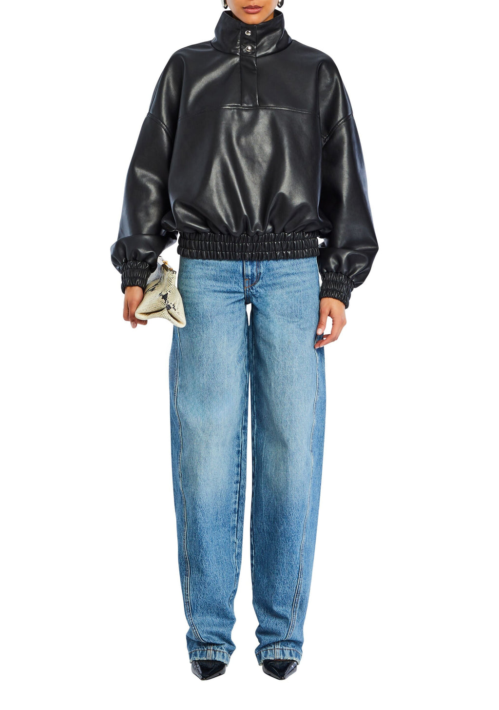 Mia Vegan Leather Pullover