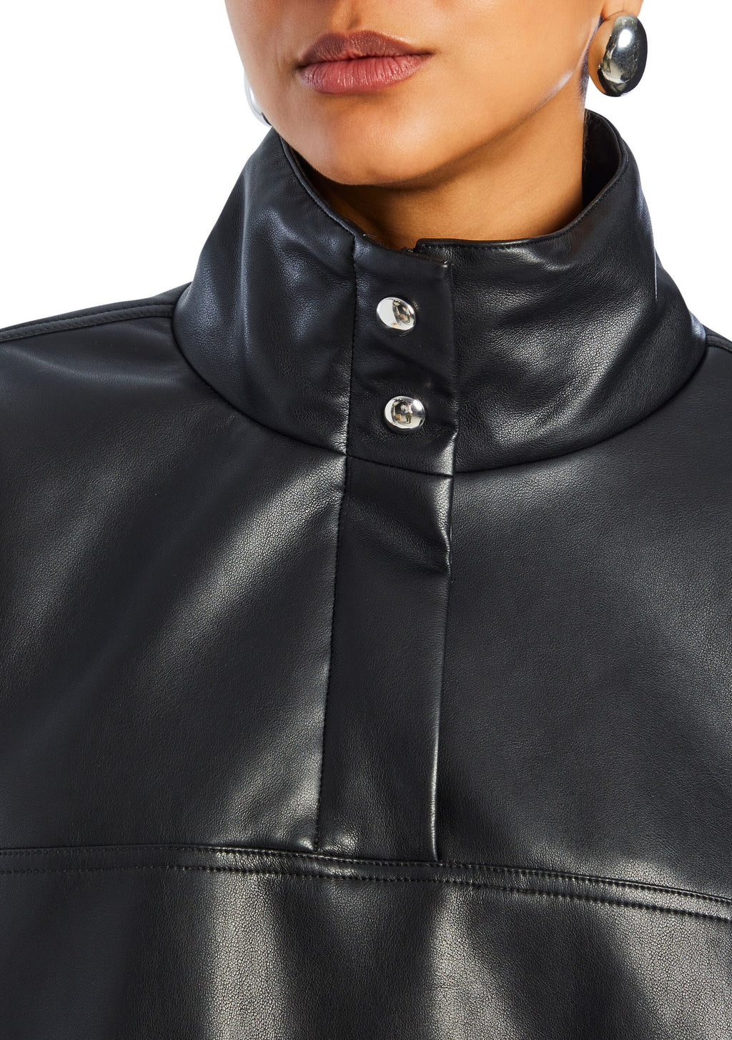 Mia Vegan Leather Pullover