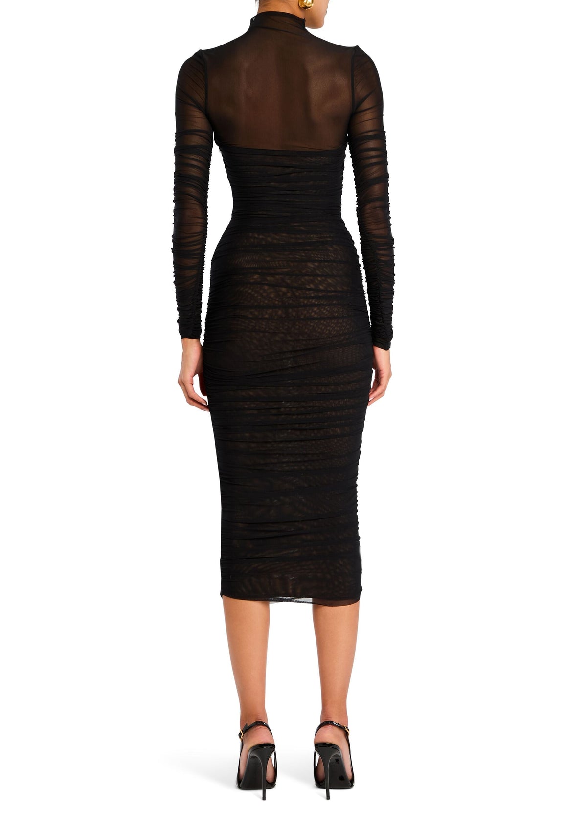 Trina Mesh Ruched Midi Dress